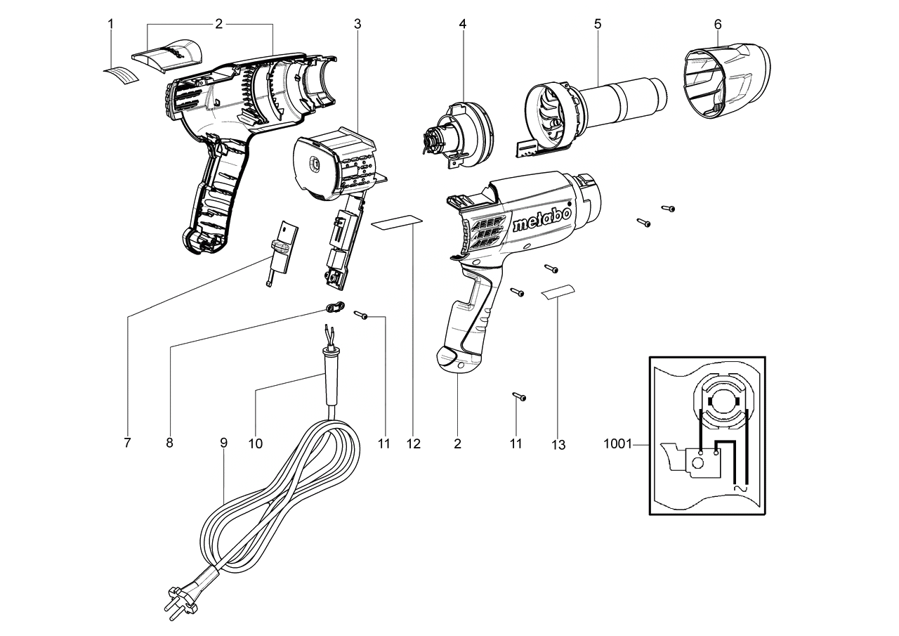 ЗАПЧАСТИ ДЛЯ ФЕНА ЭЛЕКТРИЧЕСКОГО ТЕХНИЧЕСКОГО METABO HE 20-600 (6.02060.50) (ТИП 02060000)