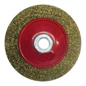 Корщетка-насадка для УШМ "колесо", гайка М14, стальная волнистая проволока, STURM, 9017-04-100