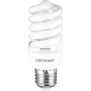 Энергосберегающая лампа "КОМПАКТ" спираль, цоколь E27 (стандарт), Т2, теплый белый свет (2700 К), 10000 час, 15 Вт (75), СВЕТОЗАР, 44452-15_z01