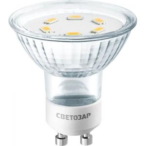 Лампа светодиодная "LED technology", цоколь GU10, яркий белый свет (4000 К), 230 В, 3 Вт (25), СВЕТОЗАР, 44565-25