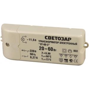 Трансформатор электронный для галогенных ламп напряжением 12 В, вход/выход с одной стороны, 20-60 Вт, СВЕТОЗАР, SV-44953