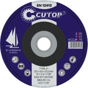 Профессиональный диск шлифовальный по металлу Т27-125x6,0x22, CUTOP, 39992т