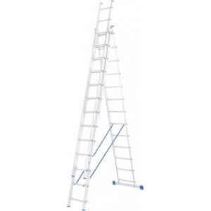 Лестница, 3 х 13 ступеней, алюминиевая, трехсекционная, СИБРТЕХ, 97823