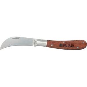 Нож садовый складной изогнутое лезвие деревянная рукоятка 170 мм PALISAD 790018