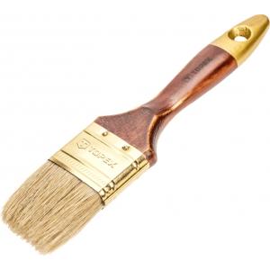 Кисть плоская "Профи" 2" лакированная деревянная ручка натуральная щетина для масляных красок TOPEX 19b620