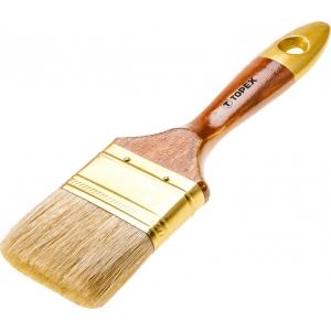 Кисть плоская "Профи" 2,5" лакированная деревянная ручка натуральная щетина для масляных красок TOPEX 19b625