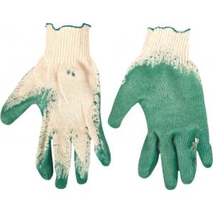 Перчатки рабочие х/б, резиновое покрытие, зеленые, размер 9, TOP TOOLS, 83S206