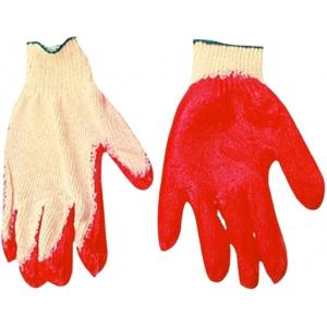 Перчатки рабочие х/б, резиновое покрытие, красные, размер 9, TOP TOOLS, 83S203