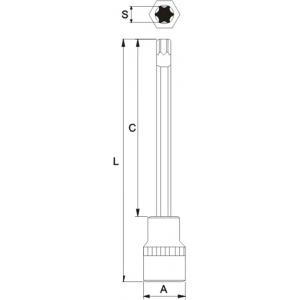 Головка с насадкой, длинная, 1/2" х T45, длина 200 мм, JTC, JTC-45545200