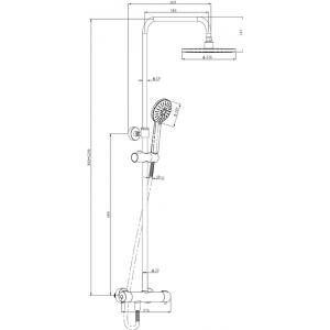 Душевая система набор:смеситель для душа верхний душ ручной душ штанга 800-1200 мм шланг, DAMIXA, 409111000