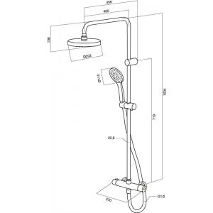 Система набор смеситель для душа с термостатом верхний душ d 200 мм Ручной душ, AM.PM, F0775000