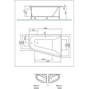 Фронтальная панель для ванны spirit правосторонняя, AM.PM, W72A-160R100W-P2