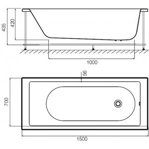 Sense панель фронтальная для ванны A0 150 см, AM.PM, W75A-150-070W-P