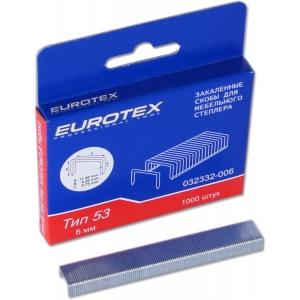 Скобы 6 мм для мебельного степлера, закаленные ТИП 53 (1000 шт/уп) EUROTEX 032332-006
