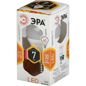 Лампа светодиодная СТАНДАРТ LED smd P45-7w-827-E14 (10/100/3000) ЭРА Б0020548