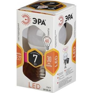 Лампа светодиодная СТАНДАРТ LED smd P45-7w-827-E27 (10/100/3000) ЭРА Б0020550