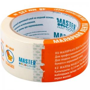 Лента малярная бумажная, термостойкость до 80°C, 48 мм х 25 м MASTER COLOR 30-6104