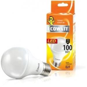 Лампа светодиодная A60 230 В 11 (100) Вт 2700K E27 теплый белый свет груша ECOWATT 4606400615088