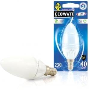 Лампа светодиодная B35 230 В 4.7 (40) Вт 4000K E14 холодный белый свет свеча ECOWATT 4606400613992