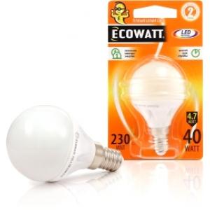 Лампа светодиодная P45 230 В 4.7 (40) Вт 2700K E14 теплый белый свет шарик ECOWATT 4606400613336