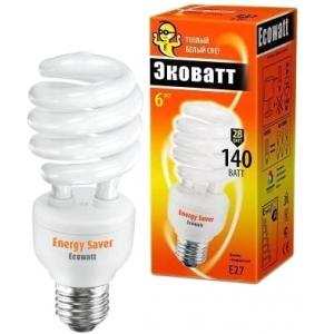 Лампа энергосберегающая SP 28 Вт 827 E27 тёплый белый свет витая ECOWATT 4606400205166
