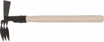 Мотыжка комбинированная с деревянной ручкой, 3 зубца, профиль прямой, FIT, 76824