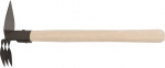 Мотыжка комбинированная с деревянной ручкой, 3 зубца, профиль лепесток, FIT, 76825