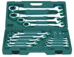 Набор ключей комбинированных трещоточных 72 зуба 17 предметов, JONNESWAY, W45117S