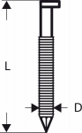 Гвозди тип D (с усеченной шляпкой) для гвоздезабивателя рифленые, GSN 90-34 DK, 75 мм, 3000 шт. SN34DK 75RHG, BOSCH, 2608200026