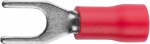 Наконечник для кабеля,изолированный, с вилкой,красный,вн. d 4,3 мм,под болт 6 мм,провод 0,5-1,5 кв.мм,19 А, 10 шт, СВЕТОЗАР, 49420-15