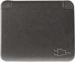 Розетка "ГАММА" с заземлением, одинарная с крышкой, без вставки и рамки, цвет темно-серый металлик, 16 А/~250 В, СВЕТОЗАР, SV-54110-DM