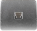 Розетка "ГАММА" телефонная, одинарная, без вставки и рамки, цвет светло-серый металлик, СВЕТОЗАР, SV-54117-SM