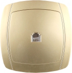 Розетка "АКЦЕНТ" телефонная одинарная в сборе, цвет золотой металлик, СВЕТОЗАР, SV-54217-GM