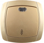 Выключатель "АКЦЕНТ" проходной одноклавишный в сборе, с подсветкой, цвет золотой металлик, 10 А/~250 В, СВЕТОЗАР, SV-54238-GM