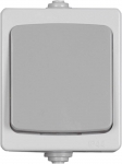 Выключатель "АВРОРА" одноклавишный, IP44, цвет серо-белый, 10 А/~250 В, СВЕТОЗАР, SV-54332-W
