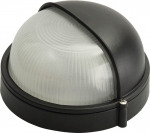 Светильник уличный влагозащищенный с верхним защитным кожухом, круг, цвет черный, 60 Вт, СВЕТОЗАР, SV-57261-B