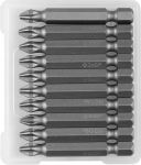 Биты "МАСТЕР" кованые, хромомолибденовая сталь, тип хвостовика E 1/4", PH2, 50мм, 10шт, ЗУБР, 26001-2-50-10