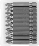 Биты "МАСТЕР" кованые, хромомолибденовая сталь, тип хвостовика E 1/4", PZ2, 50мм, 10шт, ЗУБР, 26003-2-50-10