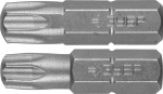 Биты "МАСТЕР" кованые, хромомолибденовая сталь, тип хвостовика C 1/4", T30 - 1 шт, Т40 - 1 шт, 25мм, 2шт, ЗУБР, 26005-30/40-25-2