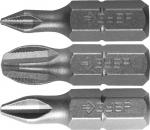 Набор Биты "МАСТЕР" кованые, хромомолибденовая сталь, тип хвостовика C 1/4", 25мм, PH1, PH2, PH3, 3 предмета, ЗУБР, 26009-PH-H3