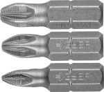 Набор Биты "МАСТЕР" кованые, хромомолибденовая сталь, тип хвостовика C 1/4", 25мм, PZ1, PZ2, PZ3, 3 предмета, ЗУБР, 26009-PZ-H3