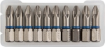Биты "ЭКСПЕРТ" торсионные кованые, обточенные, хромомолибденовая сталь, тип хвостовика C 1/4", PZ2, 25мм, 10шт, ЗУБР, 26013-2-25-10