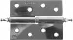 Петля дверная разъемная "ЭКСПЕРТ", 1 подшипник, цвет хром (CP), правая, с крепежом, 100х75х2,5мм, 2 шт, ЗУБР, 37605-100-2R
