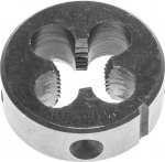 Плашка "МАСТЕР" круглая ручная для нарезания метрической резьбы, мелкий шаг, М10 x 1,25, ЗУБР, 4-28022-10-1.25