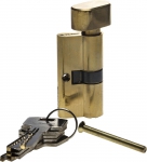 Механизм "ЭКСПЕРТ"цилиндровый, повышенной защищенности, тип "ключ-защелка", цвет латунь, 6-PIN, 70мм, ЗУБР, 52107-70-1