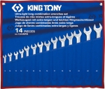 Набор комбинированных удлиненных ключей, 8 - 24 мм, 14 предметов, KING TONY, 12A4MRN