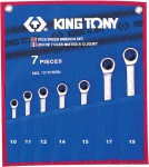 Набор комбинированных трещоточных ключей, 10-19 мм, чехол из теторона, 7 предметов, KING TONY, 12107MRN