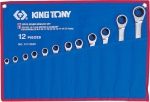 Набор комбинированных трещоточных ключей, 8-24 мм, чехол из теторона, 12 предметов, KING TONY, 12112MRN