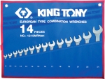 Набор комбинированных ключей, 8-24 мм, чехол из теторона, 14 предметов, KING TONY, 1215MRN01