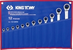 Набор комбинированных трещоточных ключей, 8-24 мм, чехол из теторона, 12 предметов, KING TONY, 12212MRN